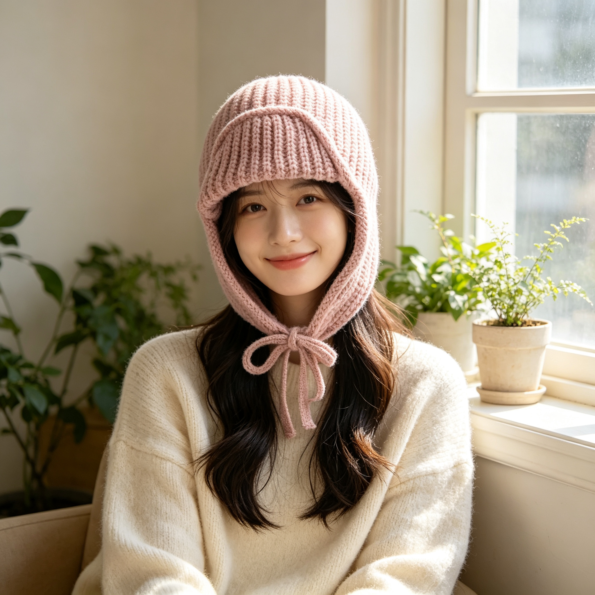 Trapper Hat Ear Flap - Autumn Winter Knit Earflap Beanie Women