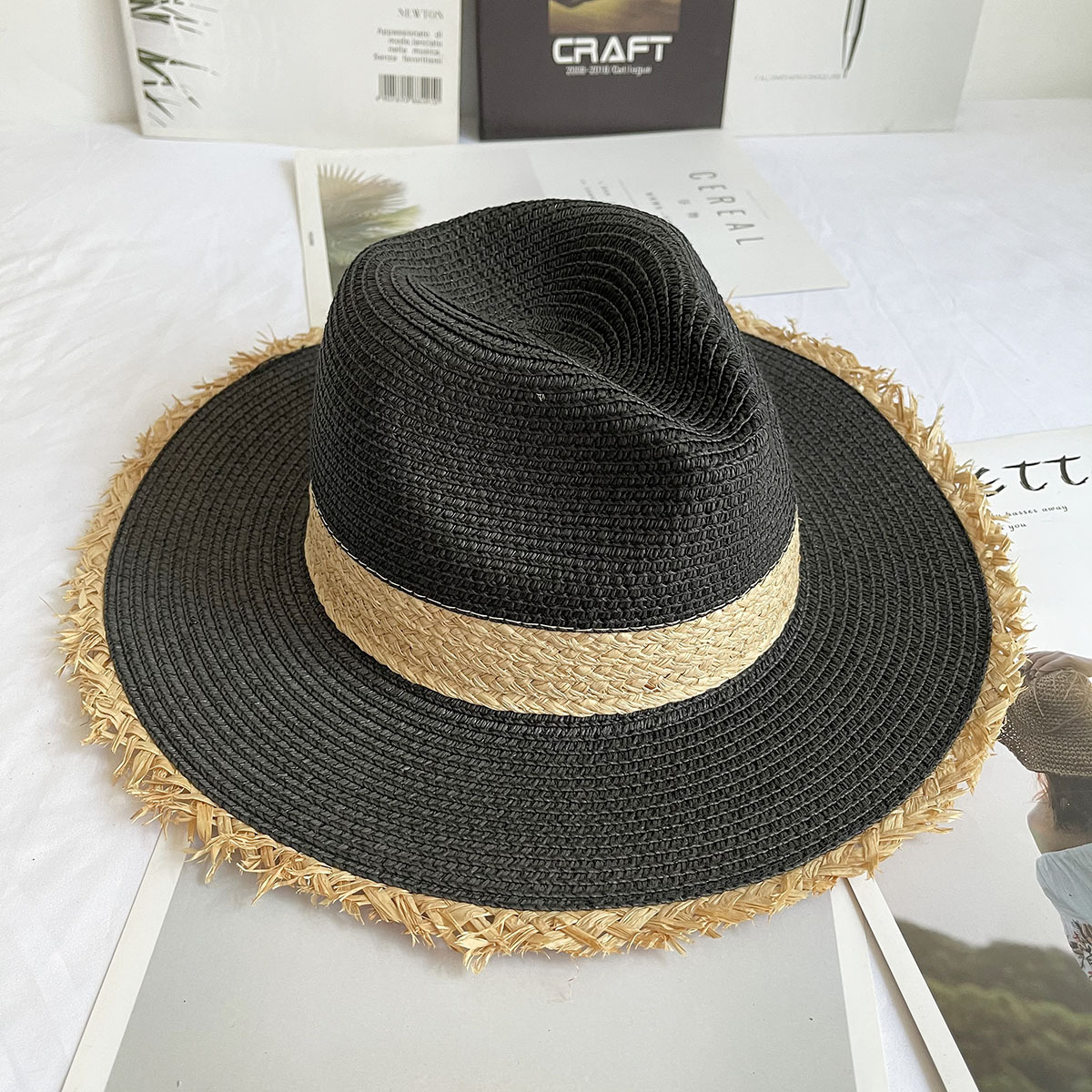 Fringed Brim Panama Hat Wide B - Cowboy Hat Straw ulasan dan harga