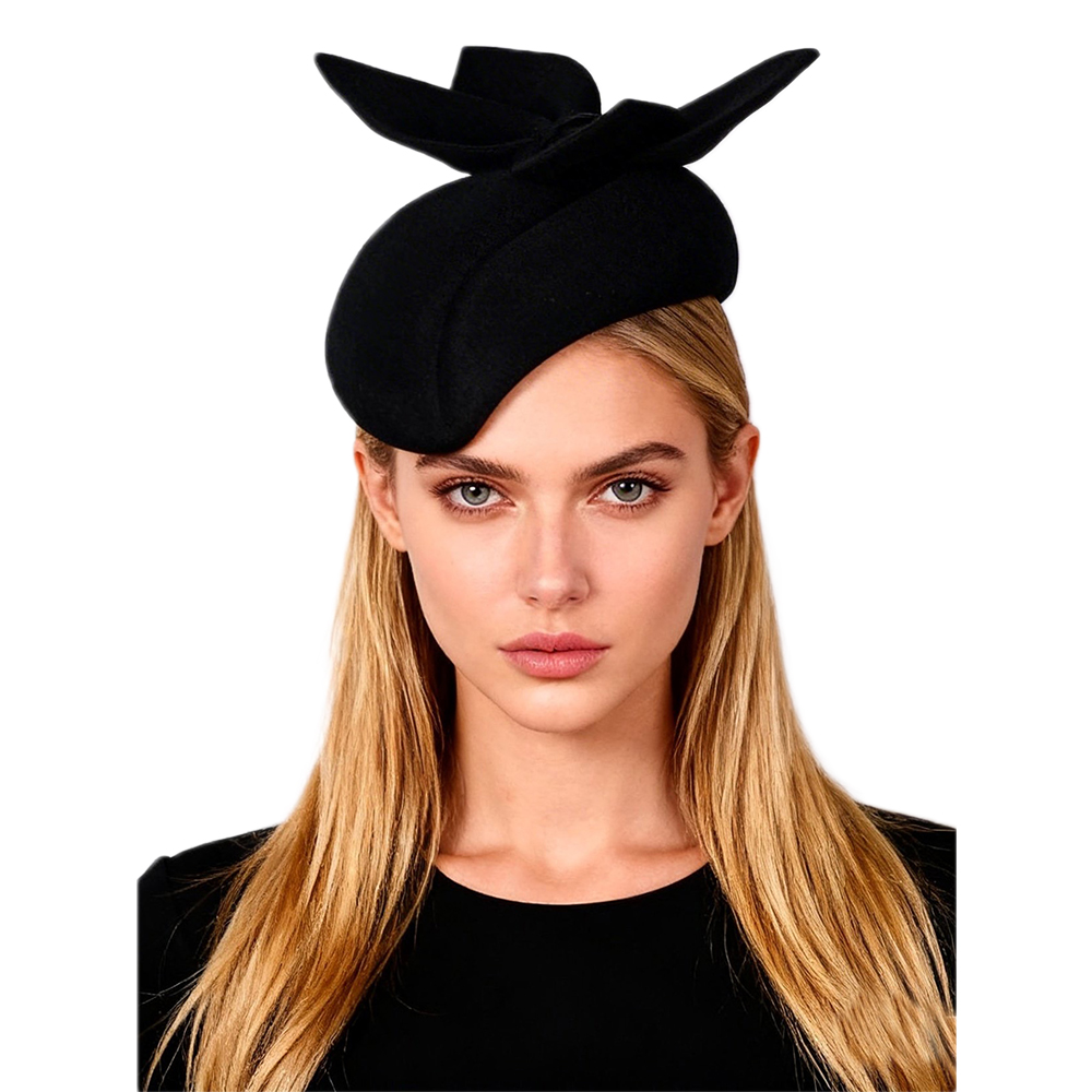 FS Black White Wool Church Hat - Beret French Wool ulasan dan harga